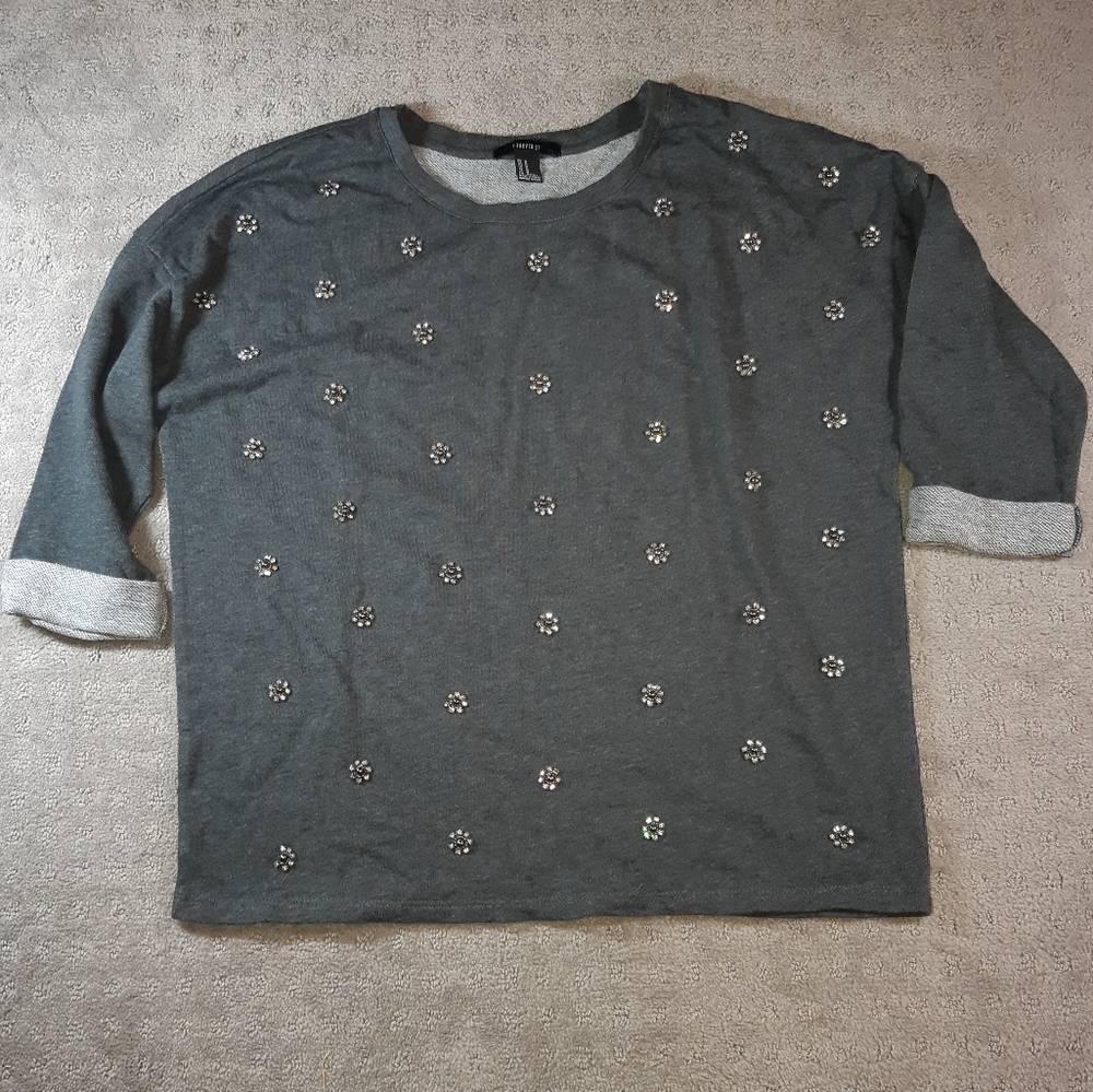 Beaded Flower Sweatshirt